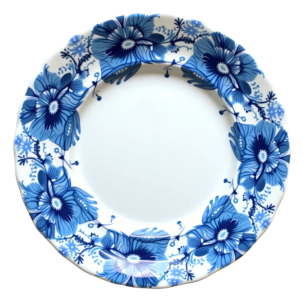 Blue Floral Porcelain Plate